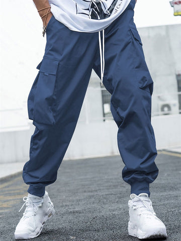 ZAFUL Men's Flap Pocket Drawstring Techwear Cargo Pants Athletic Elastic Joggers Casual Sweatpants