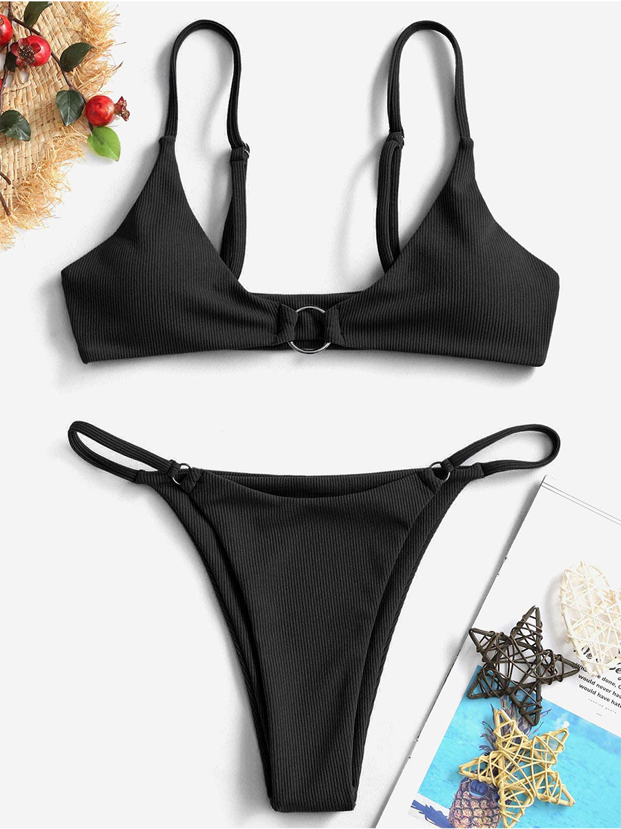 O-Ring-Halter-Solid-Color-Swimsuit-Black-2