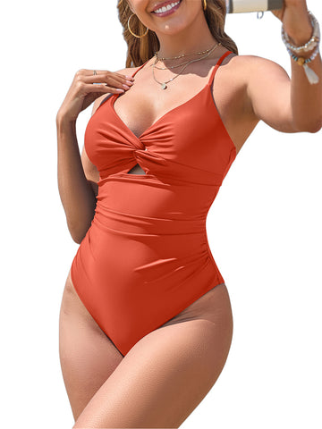 ZAFUL Women's One Piece Swimsuits Cut Out Tummy Control Twist Front Bathing Suit-AMZ
