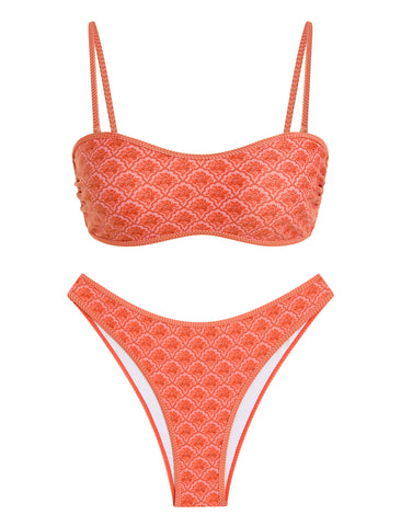 ZAFUL Women's Strapless Bandeau High Cut Bikini Set-AMZ