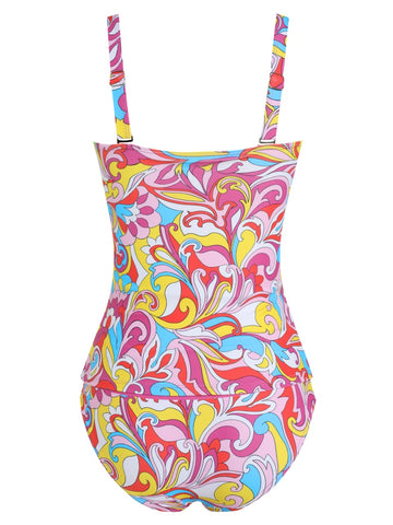 ZAFUL Women's Tummy Control Tankini Two Piece High Waisted Bathing Suits Full Coverage Bikini Bottoms