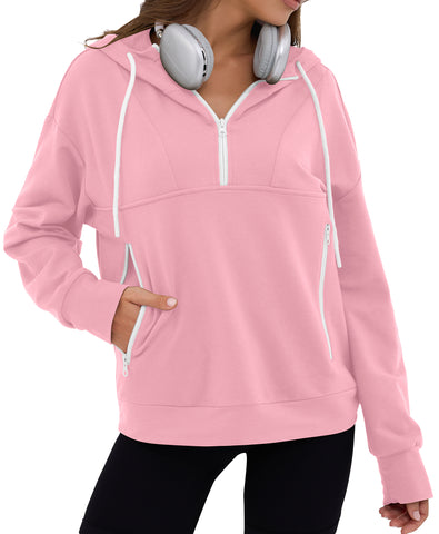 ZAFUL Women's Half Zipper Hooded Sweatshirt
