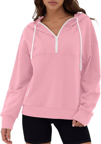ZAFUL Women's Half Zipper Hooded Sweatshirt