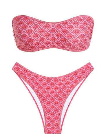 ZAFUL Women's Strapless Bandeau High Cut Bikini Set-AMZ