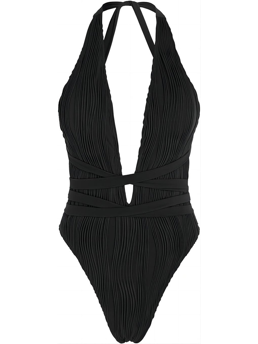 Plunging-Neck-One-Piece-Swimsuit-Black