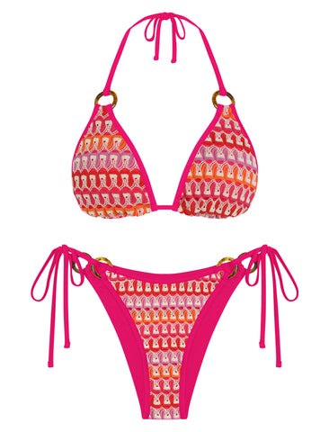 ZAFUL Retro Knit Pattern Triangle Bikini Set-AMZ