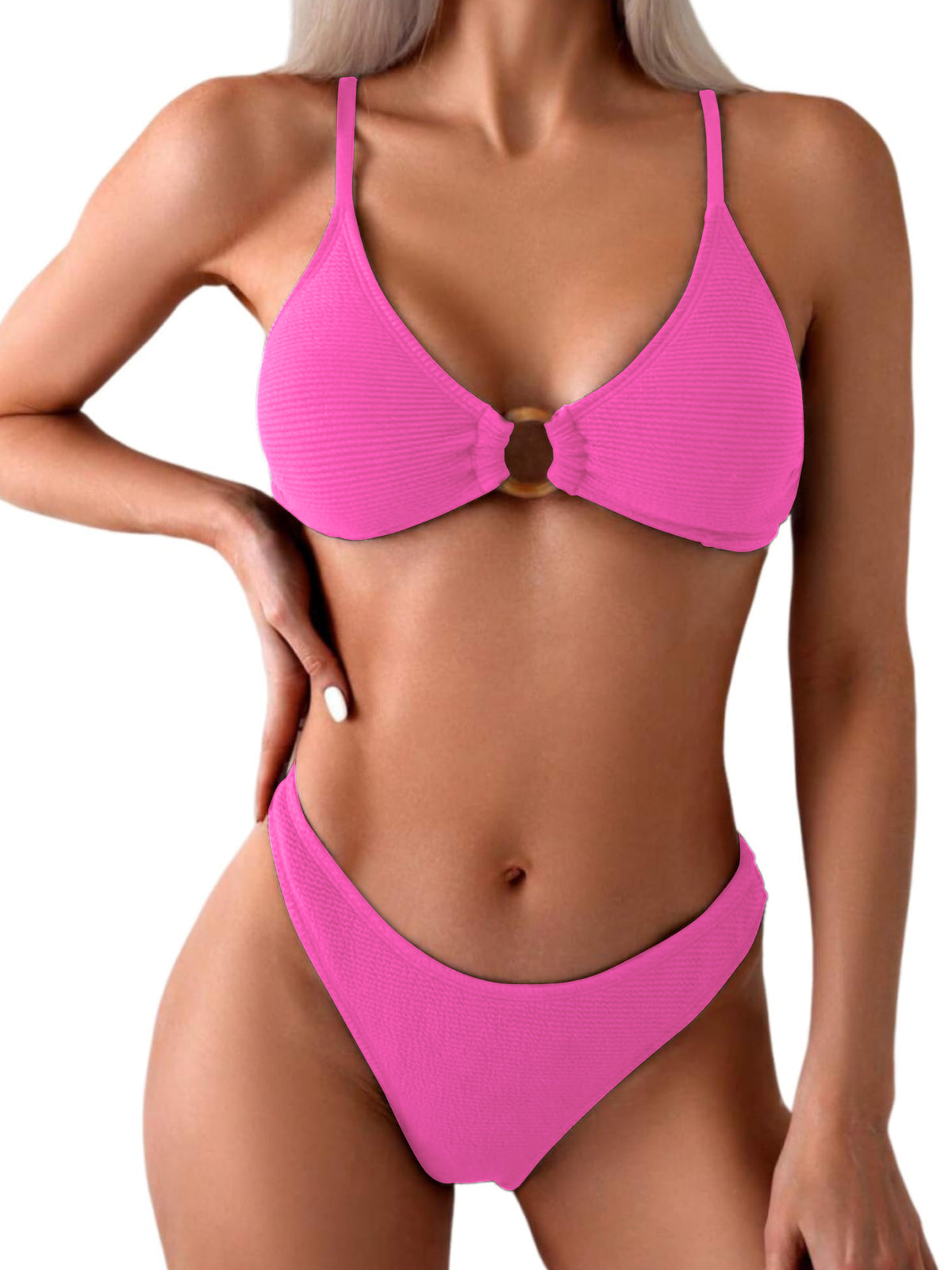 Sexy Triangle Bikini Set O Ring Linked Two Piece Swimsuits