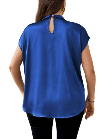 ZAFUL Women's Fashion Plus Size Solid Color Satin Shirt