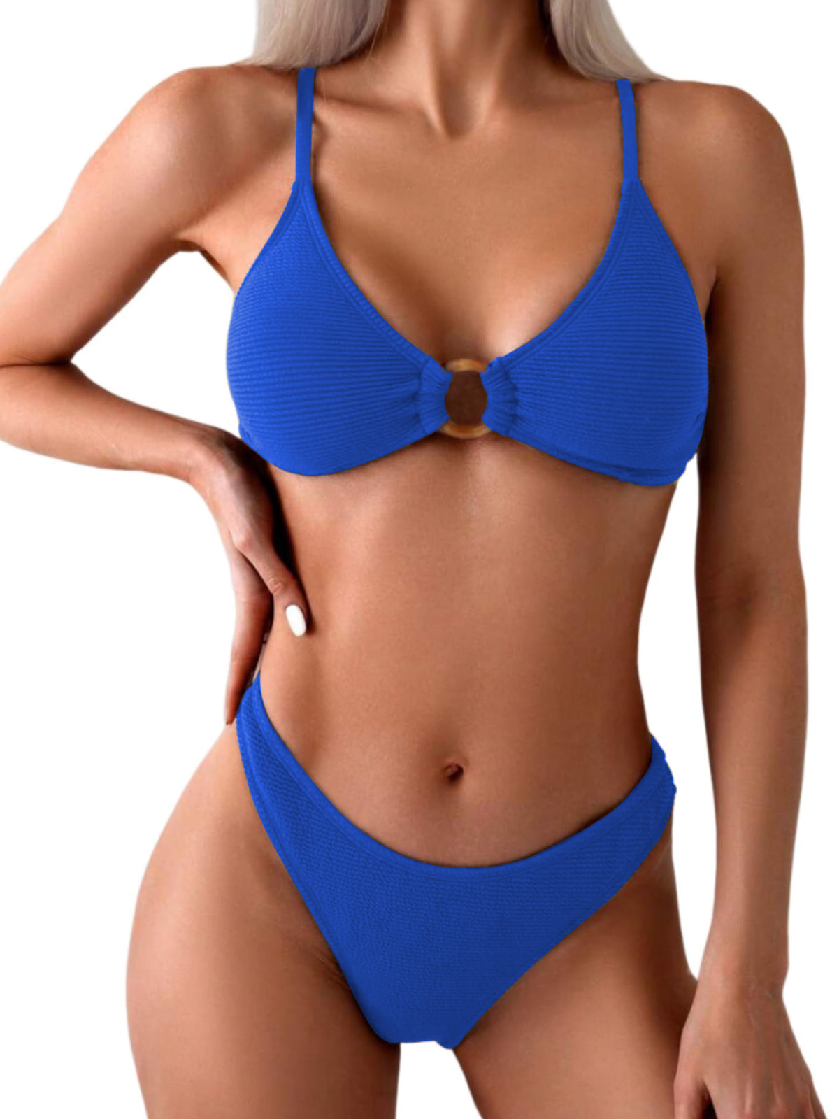 Sexy Triangle Bikini Set O Ring Linked Two Piece Swimsuits