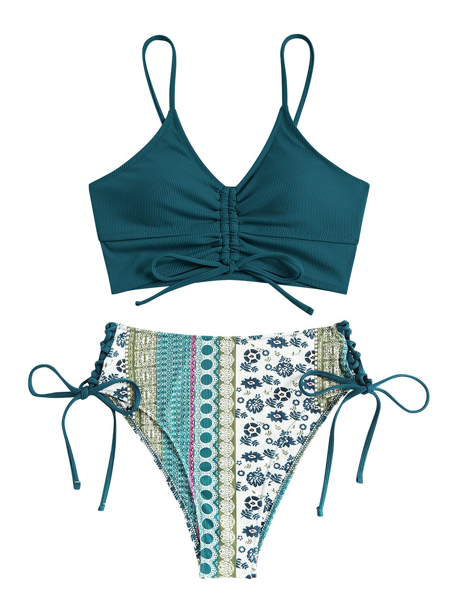 Ruffle-Tie-Bikini-Set-Peacock Blue