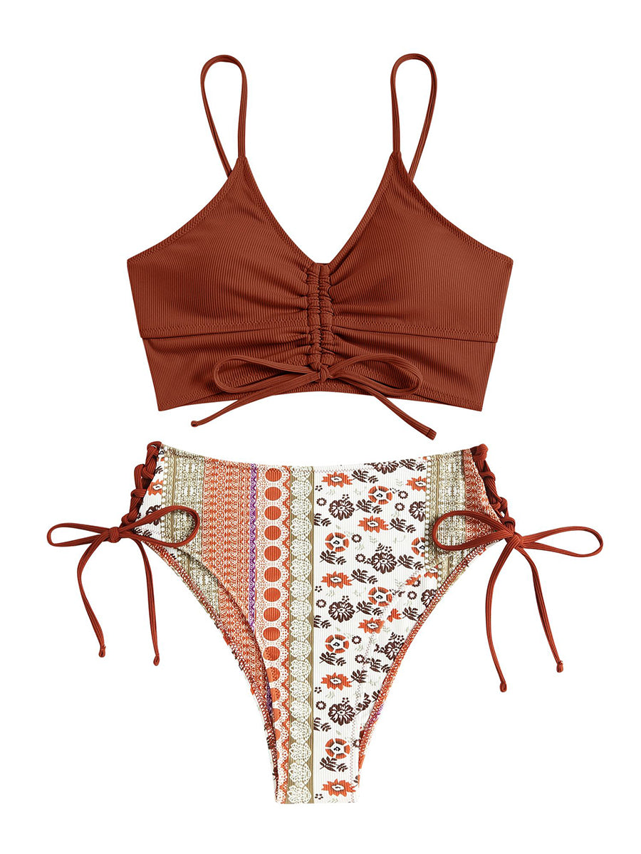 Ruffle-Tie-Bikini-Set-Brown