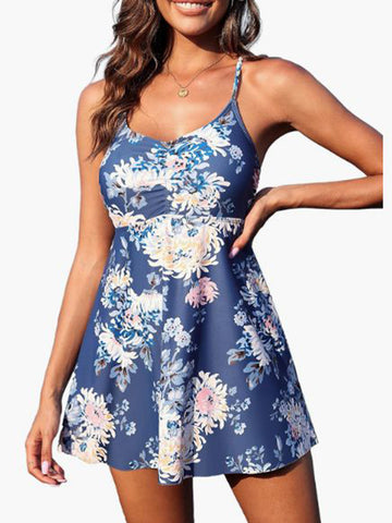 Ruffle-Tummy-Control-with-Skirt-Swimsuit-Navy Floral