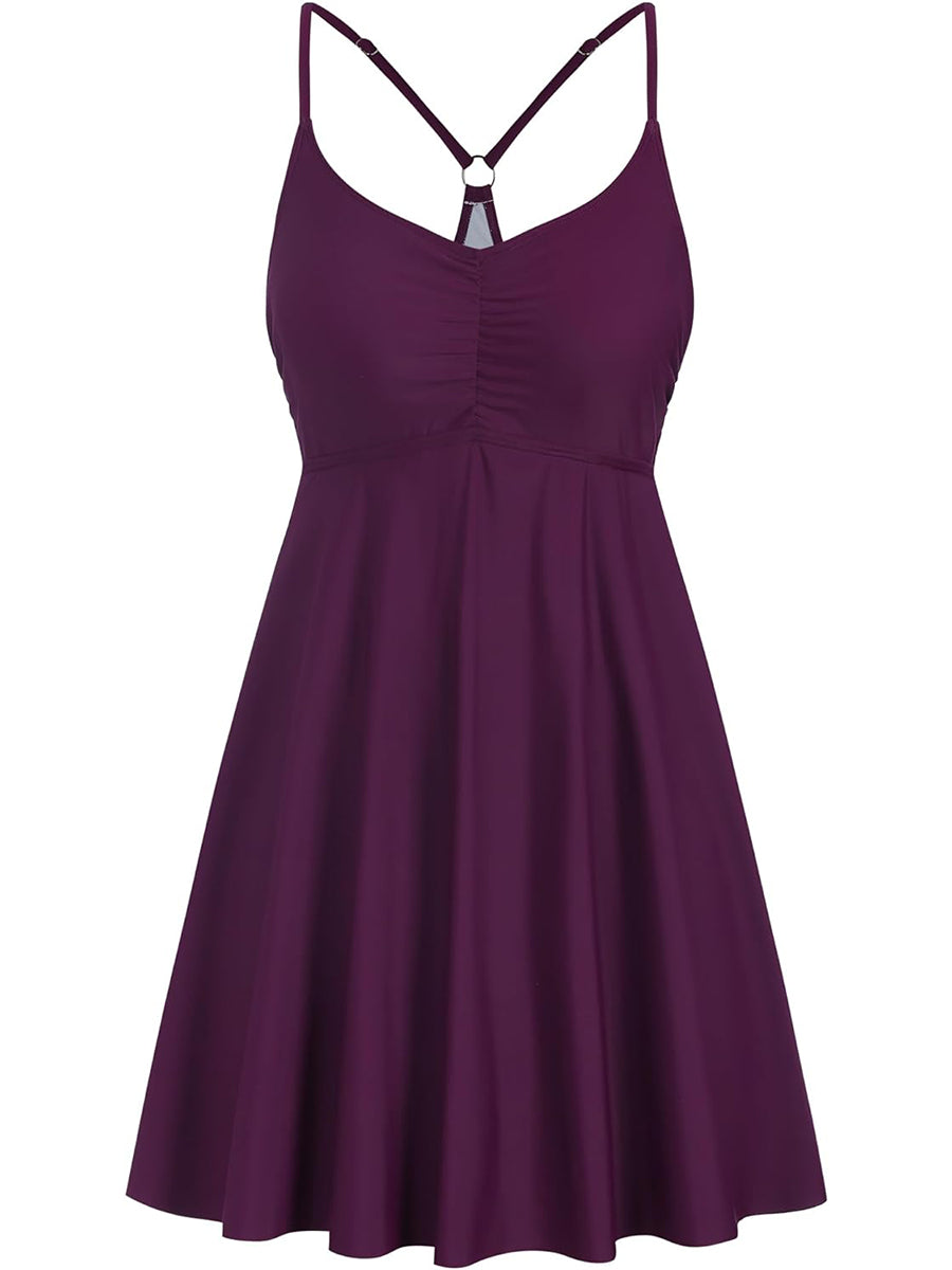 Ruffle-Tummy-Control-with-Skirt-Swimsuit-Purple