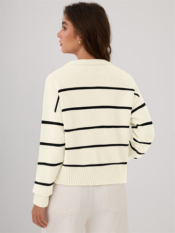 ZAFUL Sweater for Women Long Sleeve Crewneck Fall Loose Fit Pullover