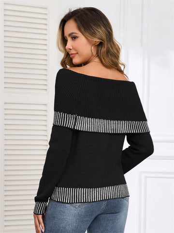 ZAFUL Women's Off The Shoulder Sweater Cute Cozy Pullover Knit Sweater Top Loose Party Going Out Clothes