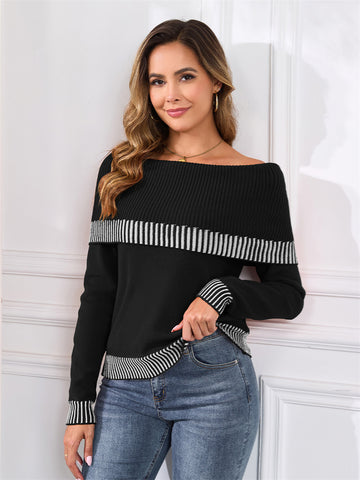 ZAFUL Women's Off The Shoulder Sweater Cute Cozy Pullover Knit Sweater Top Loose Party Going Out Clothes