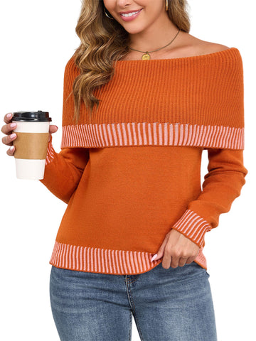ZAFUL Women's Off The Shoulder Sweater Cute Cozy Pullover Knit Sweater Top Loose Party Going Out Clothes