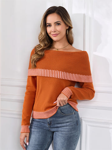 ZAFUL Women's Off The Shoulder Sweater Cute Cozy Pullover Knit Sweater Top Loose Party Going Out Clothes