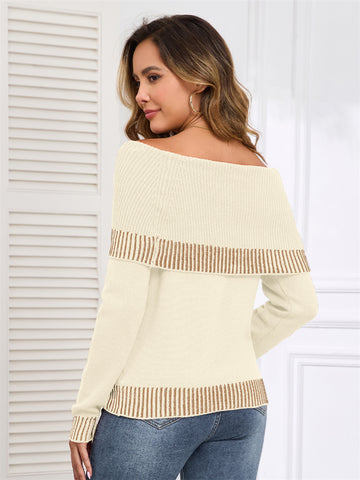 ZAFUL Women's Off The Shoulder Sweater Cute Cozy Pullover Knit Sweater Top Loose Party Going Out Clothes