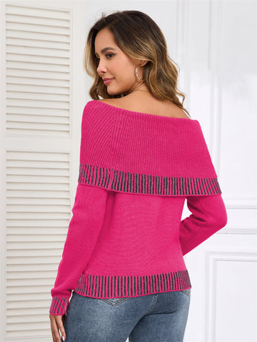 ZAFUL Women's Off The Shoulder Sweater Cute Cozy Pullover Knit Sweater Top Loose Party Going Out Clothes