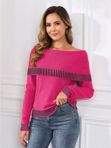 ZAFUL Women's Off The Shoulder Sweater Cute Cozy Pullover Knit Sweater Top Loose Party Going Out Clothes