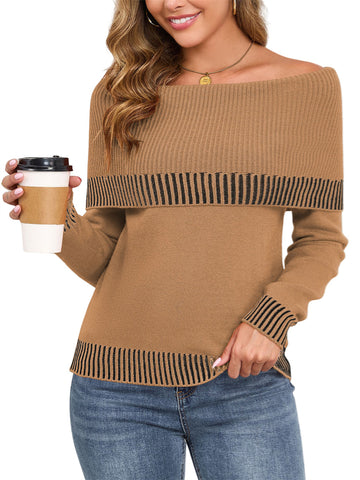 ZAFUL Women's Off The Shoulder Sweater Cute Cozy Pullover Knit Sweater Top Loose Party Going Out Clothes