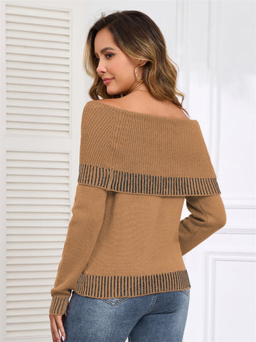 ZAFUL Women's Off The Shoulder Sweater Cute Cozy Pullover Knit Sweater Top Loose Party Going Out Clothes