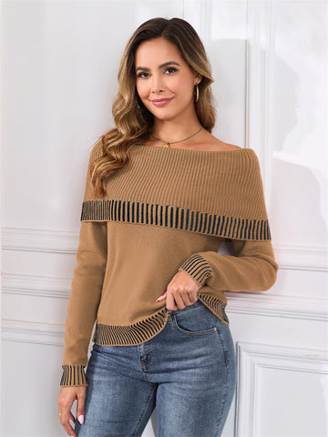 ZAFUL Women's Off The Shoulder Sweater Cute Cozy Pullover Knit Sweater Top Loose Party Going Out Clothes