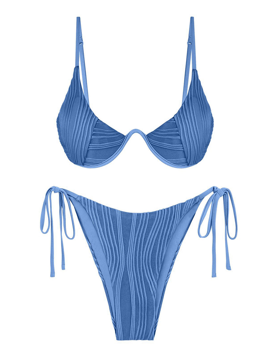 Textured-Underwire-Bikini-Set-Haze Blue