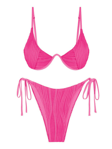 Textured-Underwire-Bikini-Set-Pink