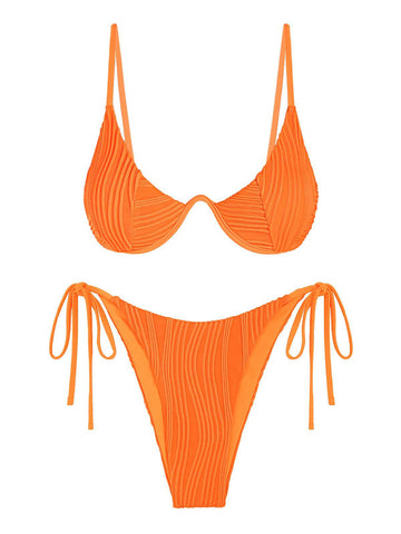 Textured-Underwire-Bikini-Set-Orange