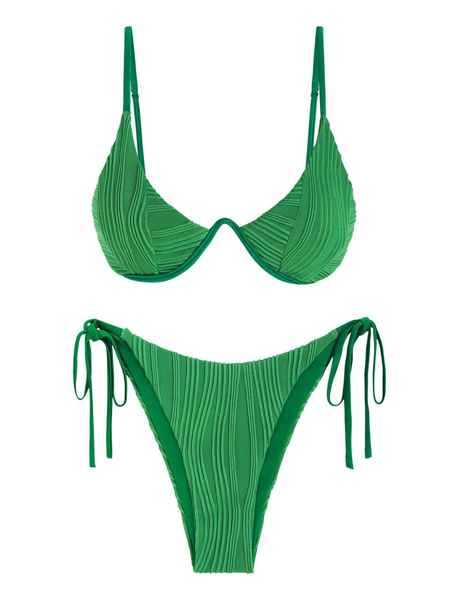 Textured-Underwire-Bikini-Set-Green2