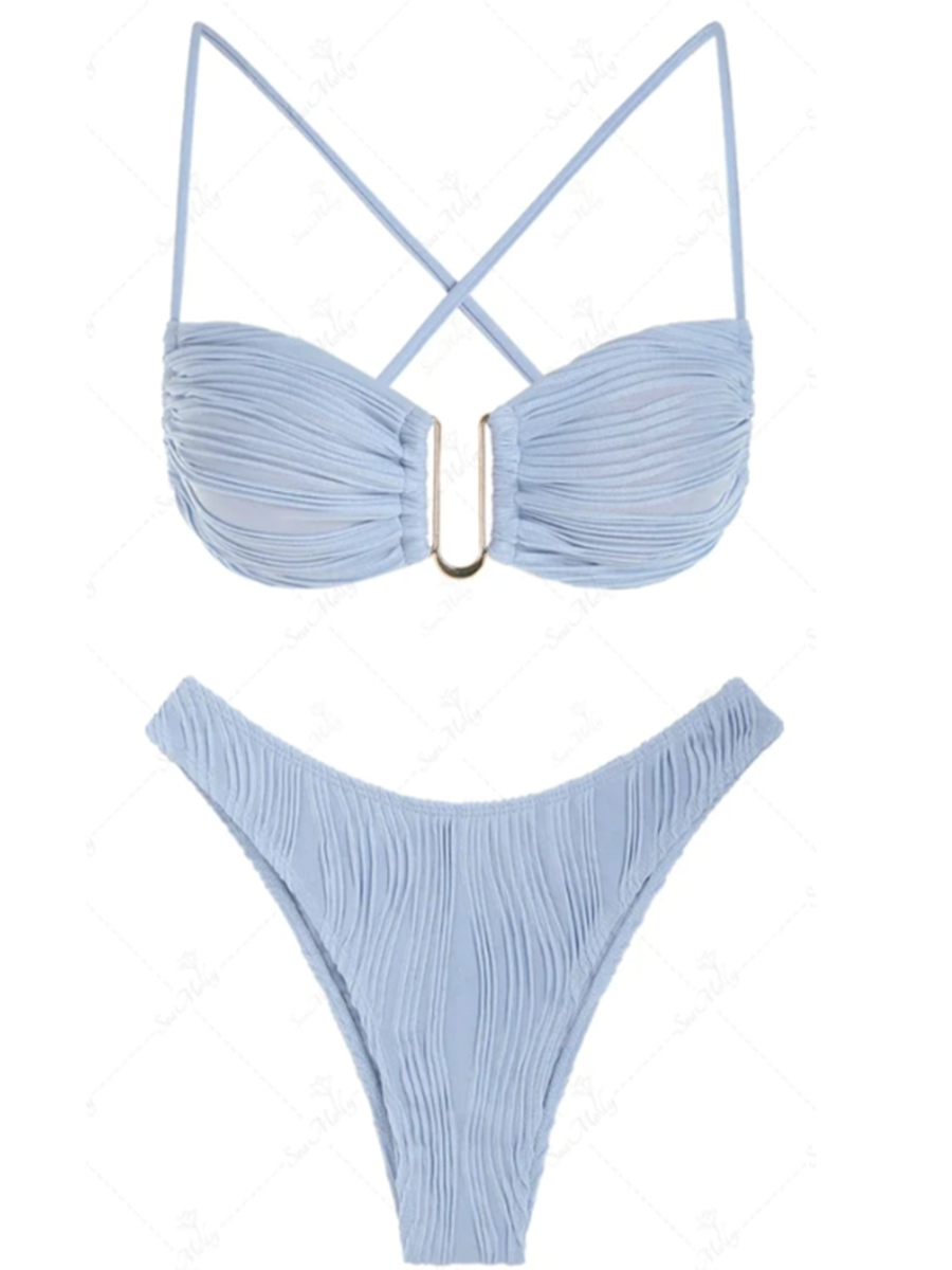 U-Ring Criss Cross High Waisted Bikini Sets