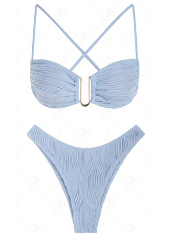 U-Ring Criss Cross High Waisted Bikini Sets