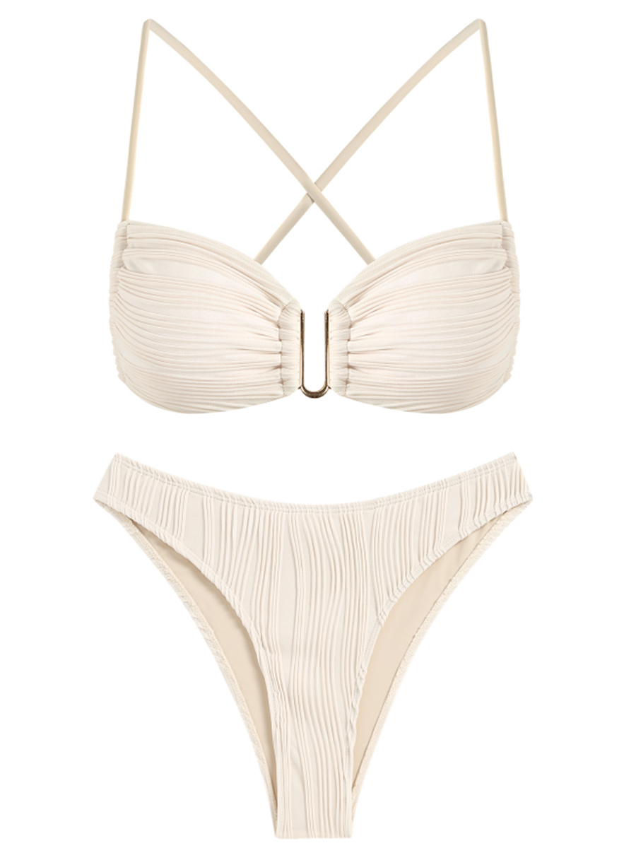 U-Ring Criss Cross High Waisted Bikini Sets