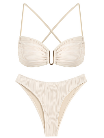 U-Ring Criss Cross High Waisted Bikini Sets