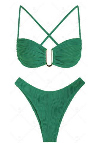 U-Ring Criss Cross High Waisted Bikini Sets