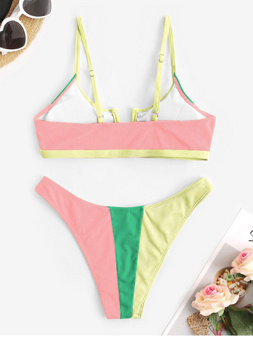 V shaped wired bikini set