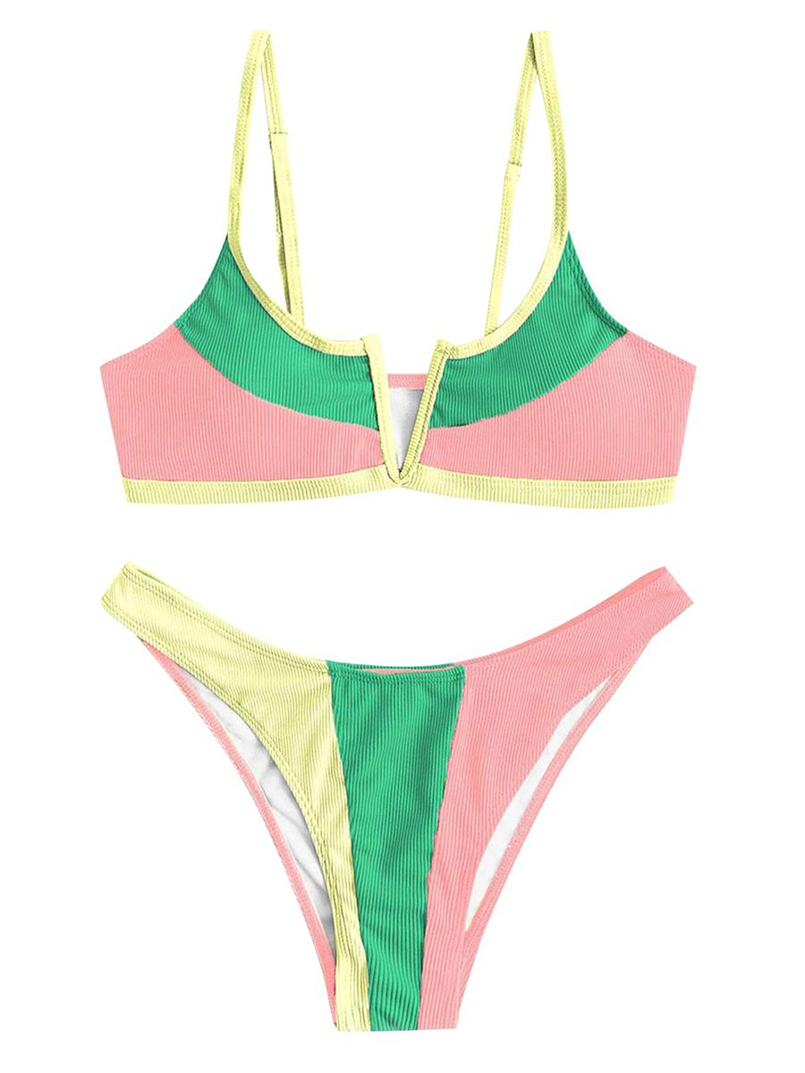 V shaped wired bikini set