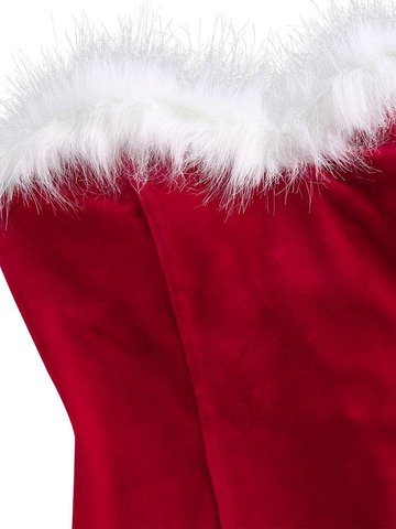 Faux-Fur-Strapless-Red-Santa-Dress-Fuchsia-4