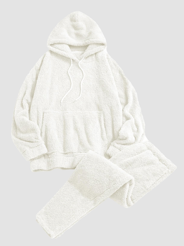 Fuzzy-Fleece-Pajamas-Sets-White-2