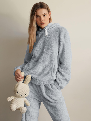 Fuzzy-Fleece-Pajamas-Sets-Grey-1