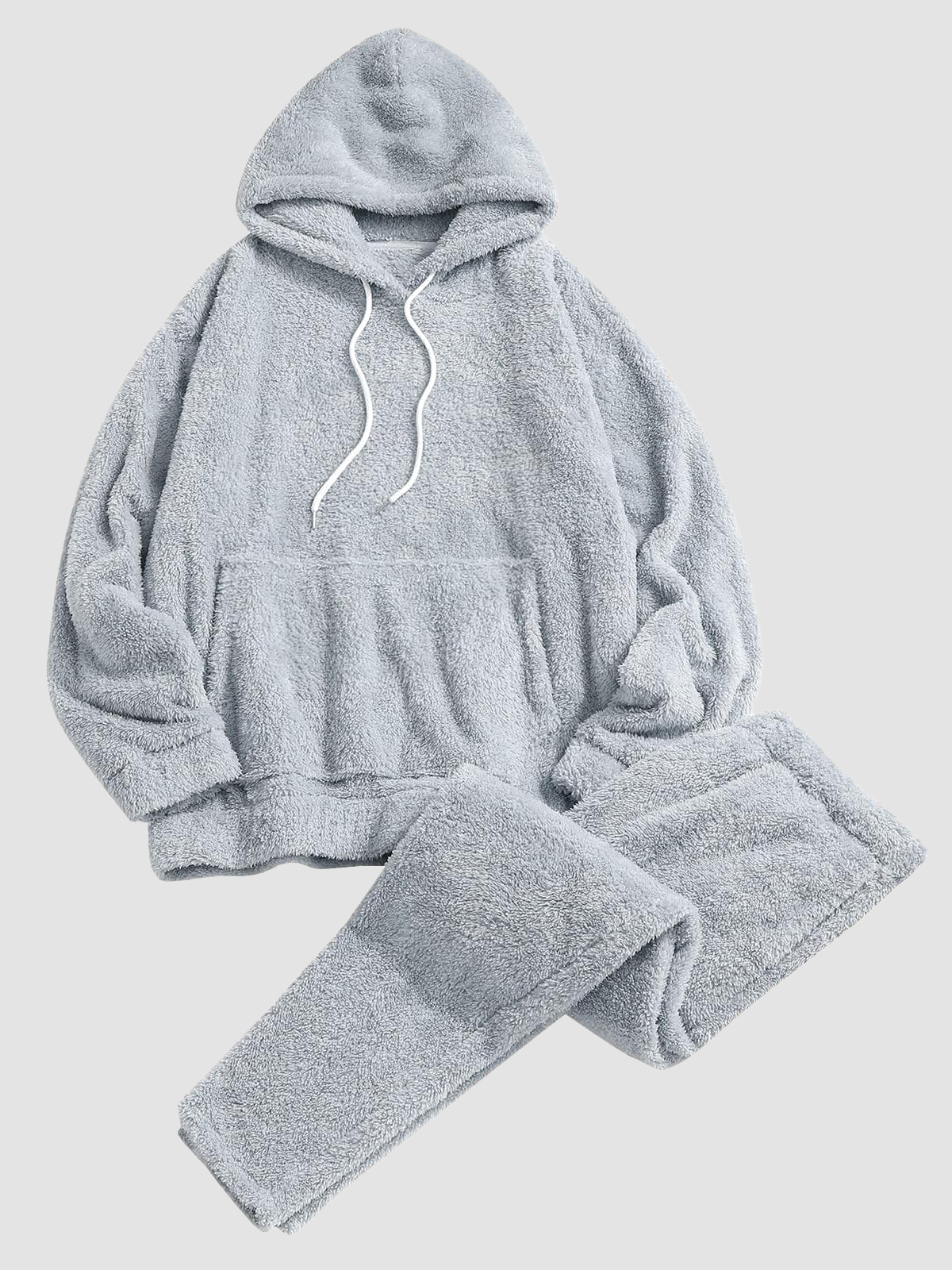 Fuzzy-Fleece-Pajamas-Sets-Grey-2