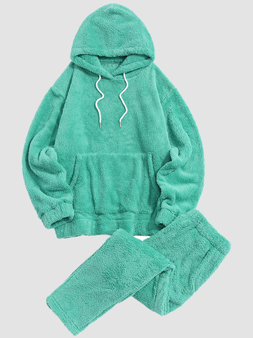 Fuzzy-Fleece-Pajamas-Sets-Green-2