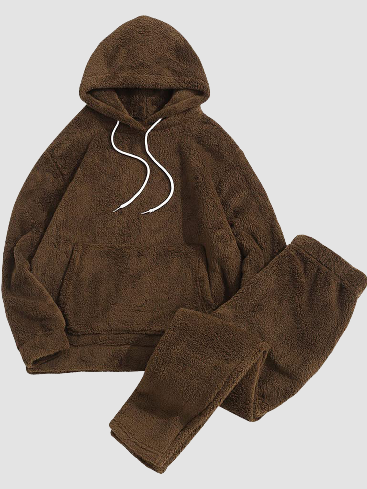Fuzzy-Fleece-Pajamas-Sets-Brown-1
