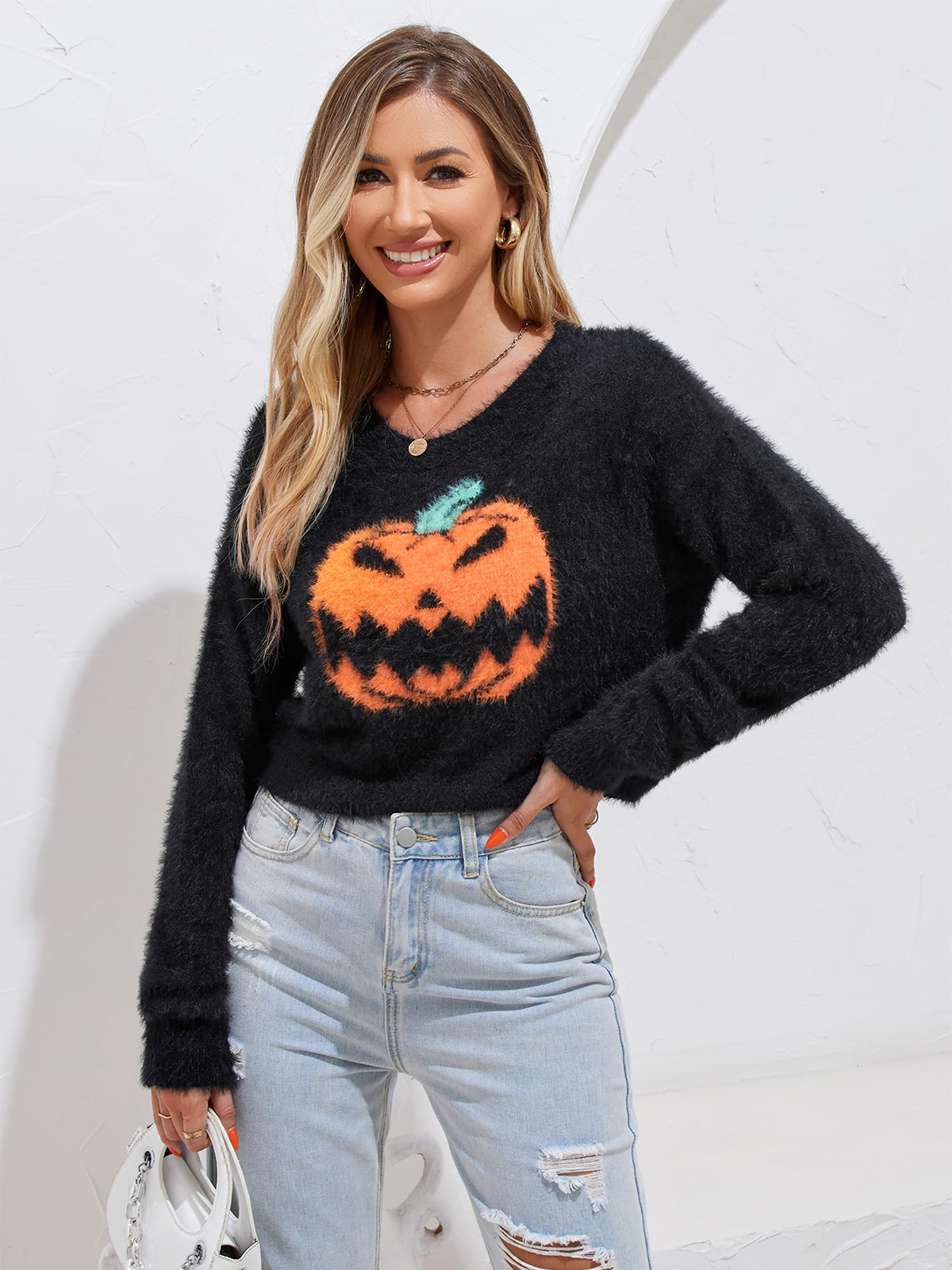 Fluffy-Printed-Long-Sleeve-Brown-1