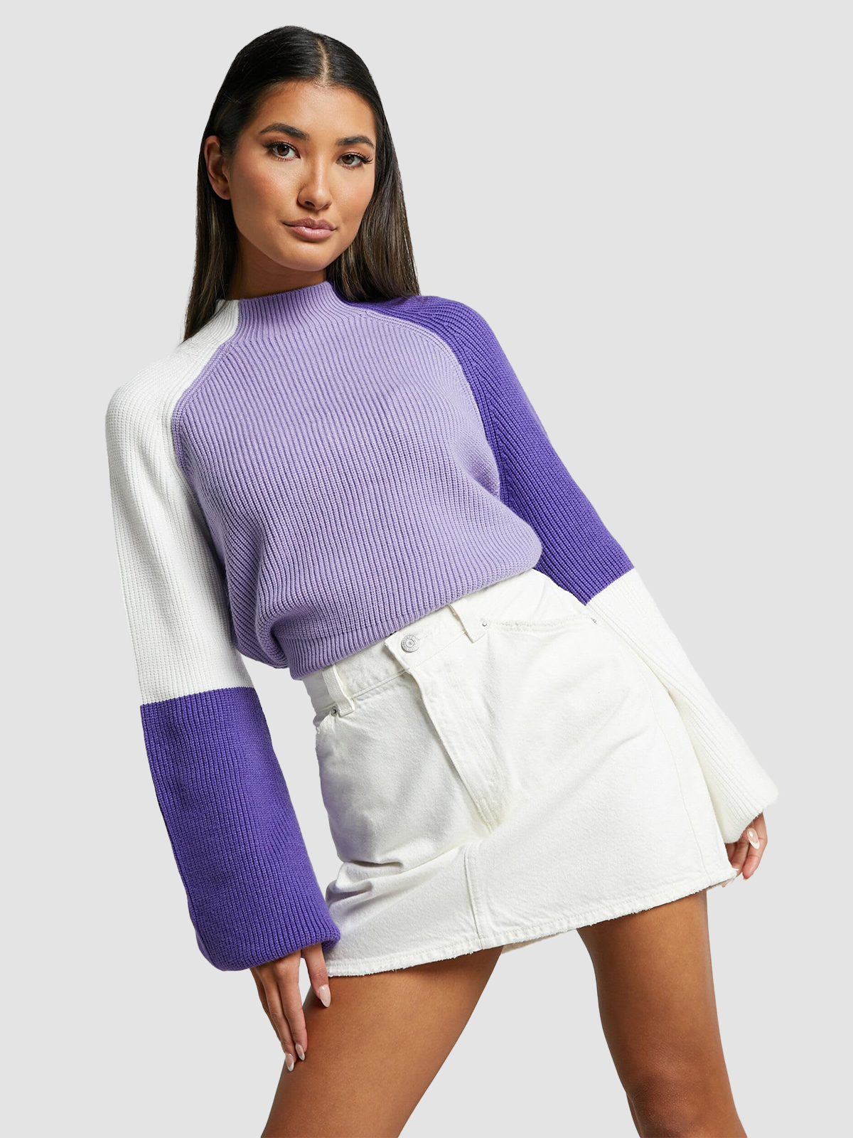 Color-blocked-knit-sweater-Purple-1