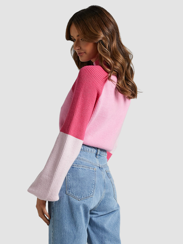 Color-blocked-knit-sweater-Pink-2