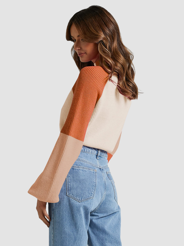 Color-blocked-knit-sweater-Orange-2