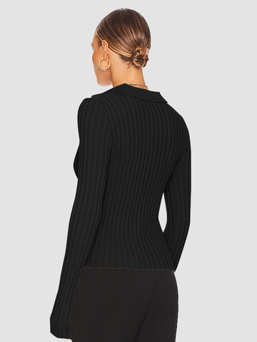 V-Neck-Long-Sleeve-Ribbed-Sweater-Black-2